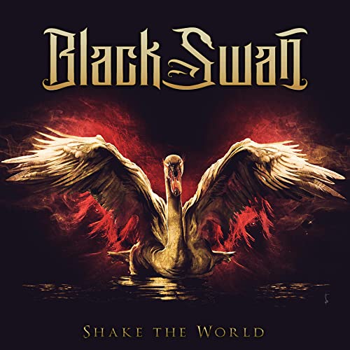 Black Swan album cover: a white swan with spread wings against a red background.