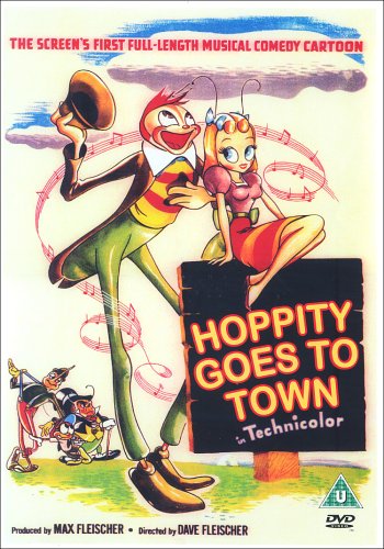 Vintage DVD cover for "Hoppity Goes to Town" featuring cartoon grasshoppers.