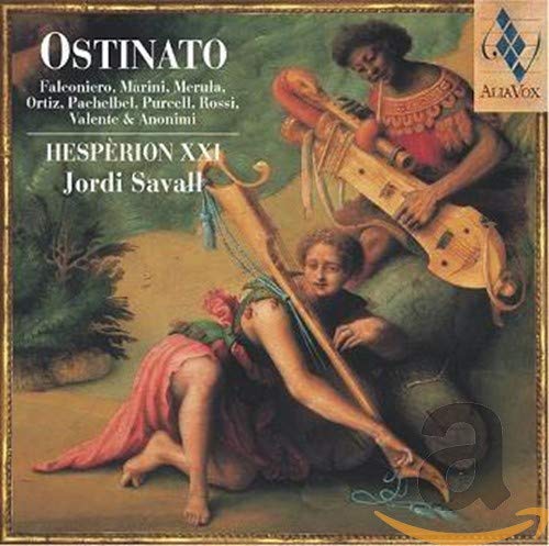 CD cover: painting of musicians with stringed instruments, "Ostinato" text.