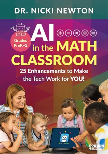 Book cover: "AI in the Math Classroom" with teacher and students.