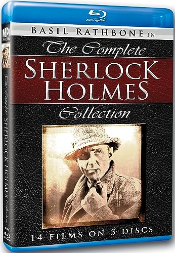 Blu-ray case for "The Complete Sherlock Holmes Collection" featuring Basil Rathbone.