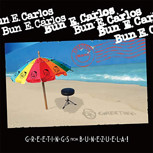 CD cover: beach scene with umbrella, stool, and postcard stamps.