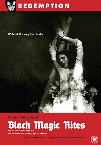 DVD cover for "Black Magic Rites" depicting a woman seemingly crucified.