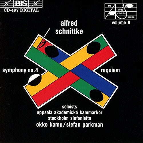 CD cover for Alfred Schnittke’s Symphony No. 4 and Requiem, abstract design.