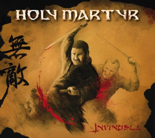 Album cover showing three warriors fighting with swords on a textured brown background.