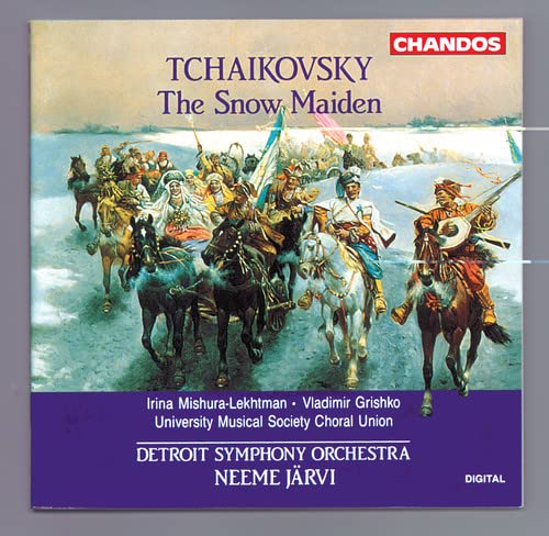 CD cover for Tchaikovsky’s “The Snow Maiden” featuring a painted winter scene.