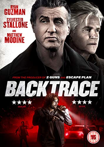 “Backtrace” DVD cover featuring Sylvester Stallone, Matthew Modine, and Ryan Guzman.