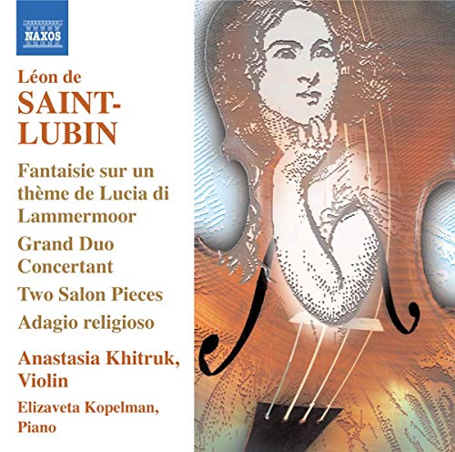 CD cover for Saint-Lubin violin works featuring a portrait and musical scroll.