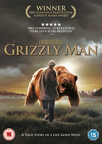 DVD cover for "Grizzly Man" featuring a man and a large grizzly bear.