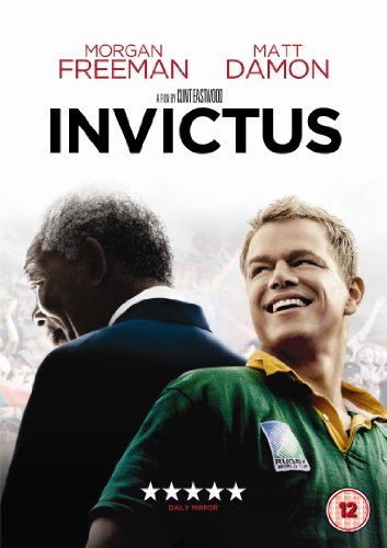 Invictus DVD cover featuring Morgan Freeman and Matt Damon in profile.