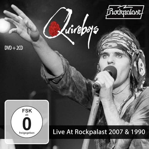 Quireboys album cover featuring a singer with a bandana at a microphone.
