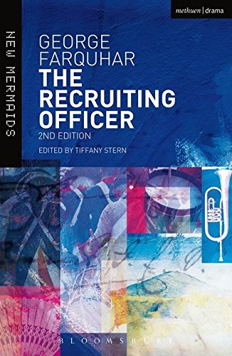 Book cover for The Recruiting Officer by George Farquhar with a blue abstract design.