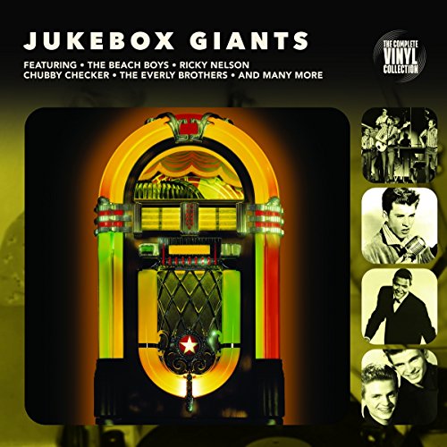 Vintage jukebox with portraits of 1950s and 60s musicians.