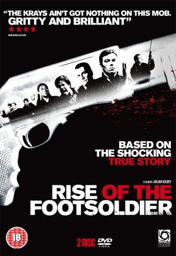 DVD cover for "Rise of the Footsoldier" featuring men with guns.