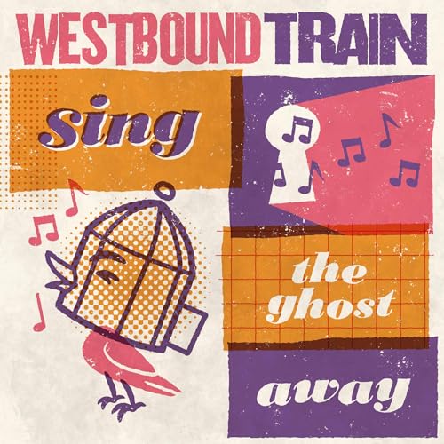 CD cover with birdcage, bird, musical notes, and colorful geometric shapes.