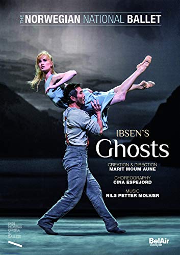 DVD cover for Ibsen’s Ghosts ballet, featuring a male dancer lifting a female.