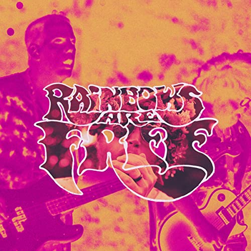 Album cover with musicians, psychedelic orange and pink color scheme.