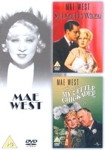 DVD covers featuring actress Mae West in vintage film stills.