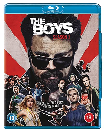 Blu-ray cover for "The Boys" Season 2, featuring a man in sunglasses.