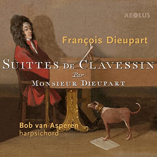 CD cover: portrait of a man with a dog and harpsichord.