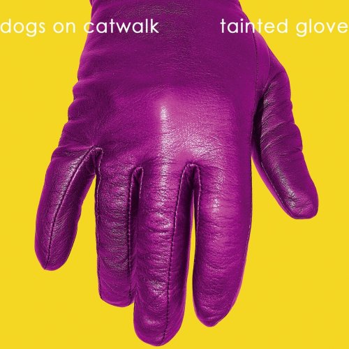 Purple leather glove against a bright yellow background, album cover.