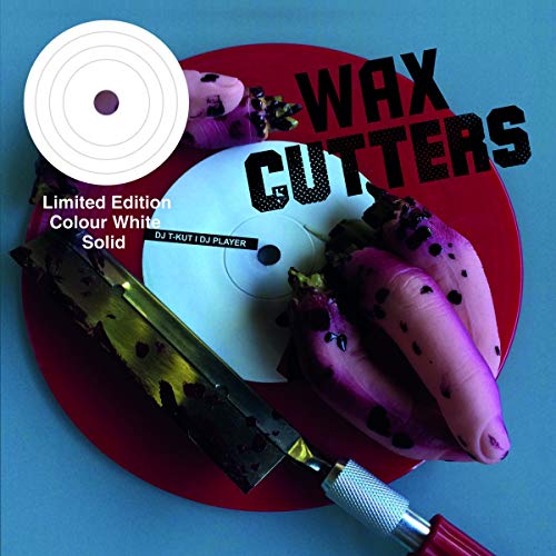 Vinyl record with dragon fruit and a knife, text reads "Wax Cutters".