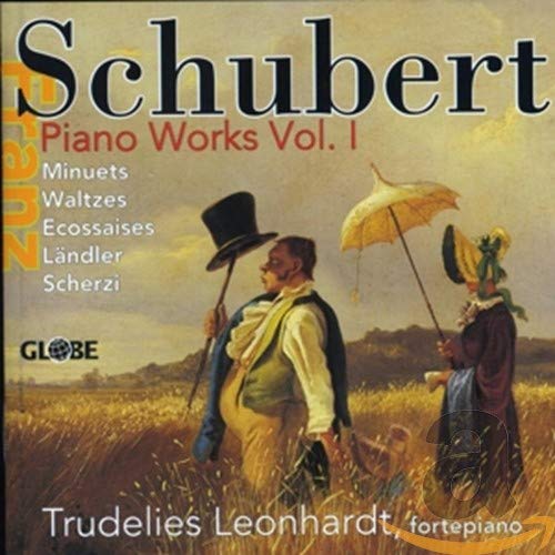 CD cover for Schubert’s Piano Works Vol. 1, featuring a pastoral scene.