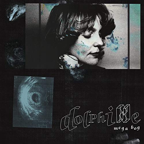 Vinyl album cover for Mega Bog’s “Dolphine” featuring a portrait and abstract imagery.