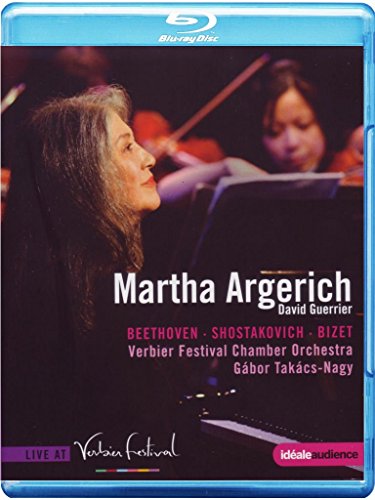 Martha Argerich DVD cover featuring the pianist in performance with an orchestra.