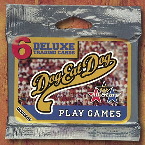 Dog Eat Dog" CD packaging resembling a trading card pack, with red and gold text.