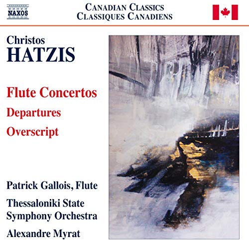 CD cover for Hatzis’s Flute Concertos with abstract, light-filled artwork.