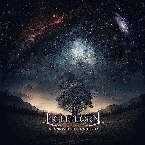 CD cover: dark mountain landscape beneath a starry, galactic night sky.