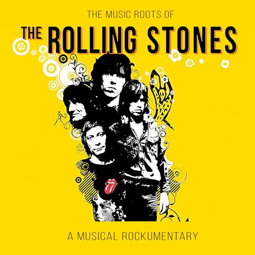 The Rolling Stones album cover, black and white band image on yellow.
