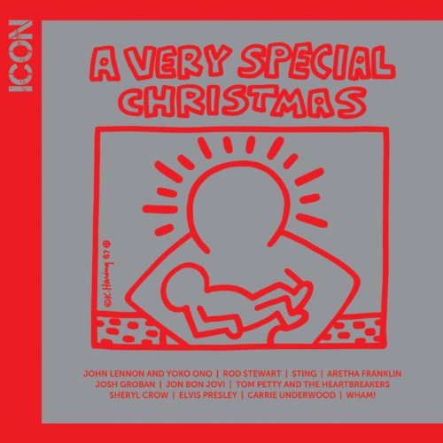 Red album cover with a Keith Haring-style drawing of a parent and child.