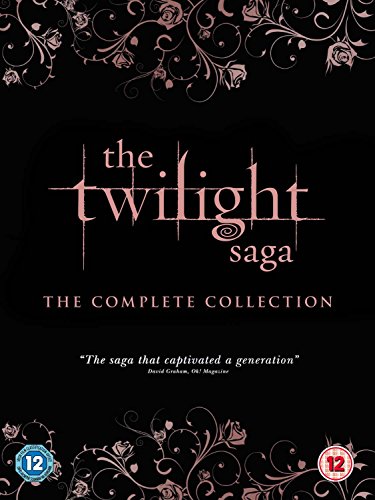 Black Blu-ray cover for "The Twilight Saga - The Complete Collection" with floral designs.