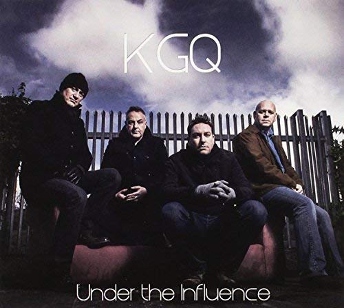 CD cover for Kgq’s “Under The Influence” featuring four men seated outdoors.