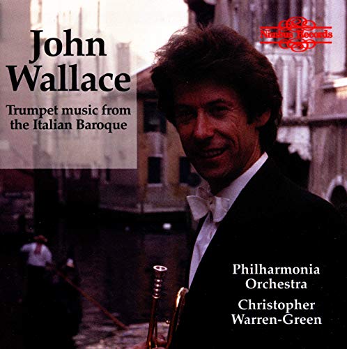 CD cover featuring portrait of John Wallace with trumpet, Baroque theme.