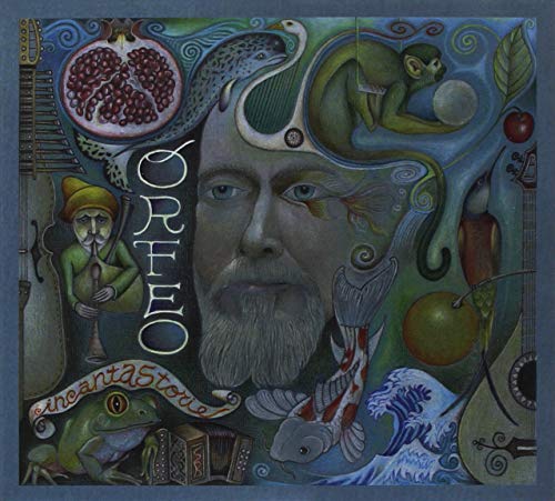 CD cover art: a bearded man’s face surrounded by fantastical creatures and fruit.