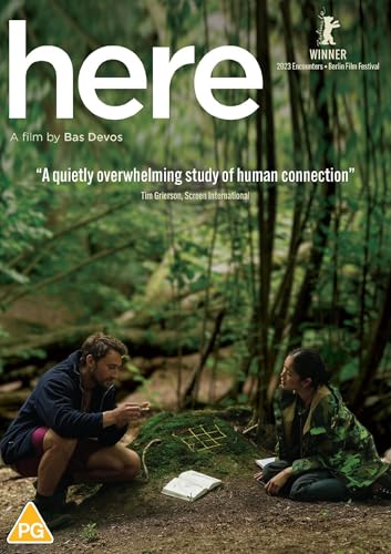 DVD cover for “Here” showing two people in a lush forest.