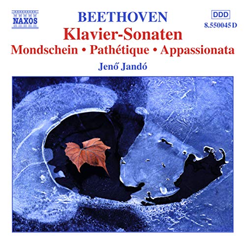 CD cover for Beethoven piano sonatas performed by Jenő Jandó, icy blue image.