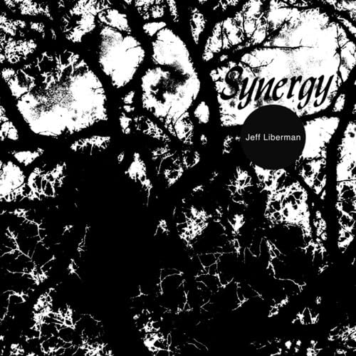 Album cover for "Synergy" with tree branches and text overlay.