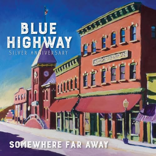 Blue Highway album cover: red brick buildings, clock tower, and text.