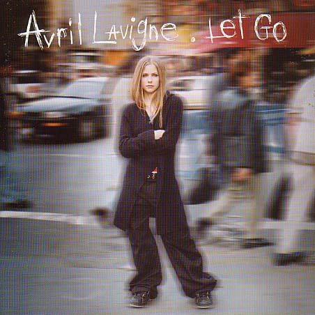 Avril Lavigne album cover, “Let Go”, with blurred city background.