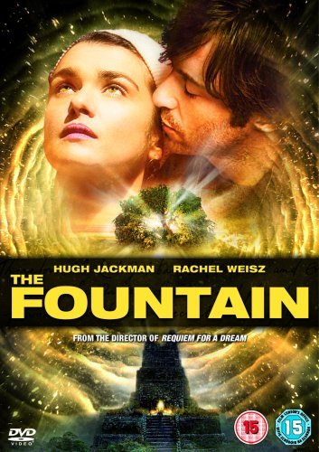 DVD cover for The Fountain featuring Hugh Jackman and Rachel Weisz above a temple.