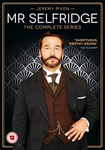 DVD cover for Mr Selfridge featuring Jeremy Piven in a suit against art deco background.
