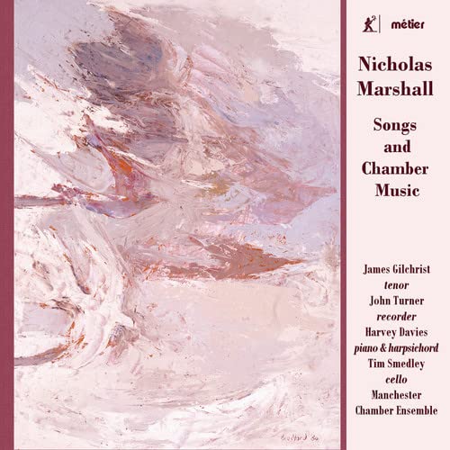 CD cover with abstract pink and red painting, text listing musicians.