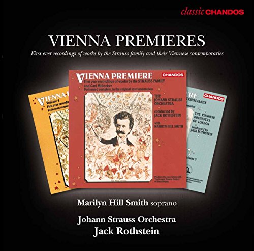 CD cover for "Vienna Premiere" featuring portraits and orchestral imagery.