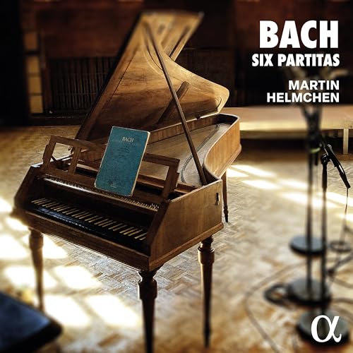 Harpsichord in a room, album cover for Bach’s Six Partitas by Helmchen.