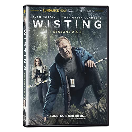 DVD cover for "Wisting" Seasons 2 & 3, featuring detectives in a forest.