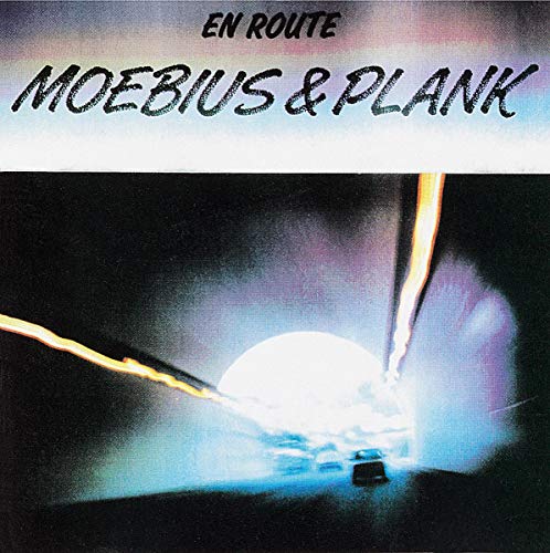Vinyl record cover: "En Route" by Moebius & Plank, with highway scene.